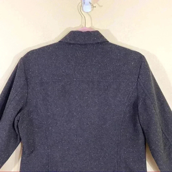 Coldwater Creek Chocolate Brown Collared Wool Safari Tweed Zip Blazer Jacket (S) - Picture 9 of 12